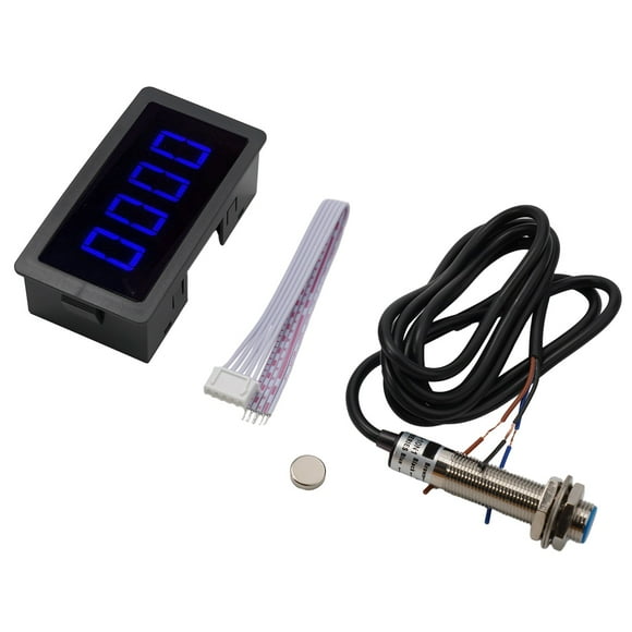 4Bit Digital Led Tachometer Rpm Speed Meter+Hall Proximity Switch Sensor Ac220V Dc 8-15V Led Tachometer Electric Supplies Blue