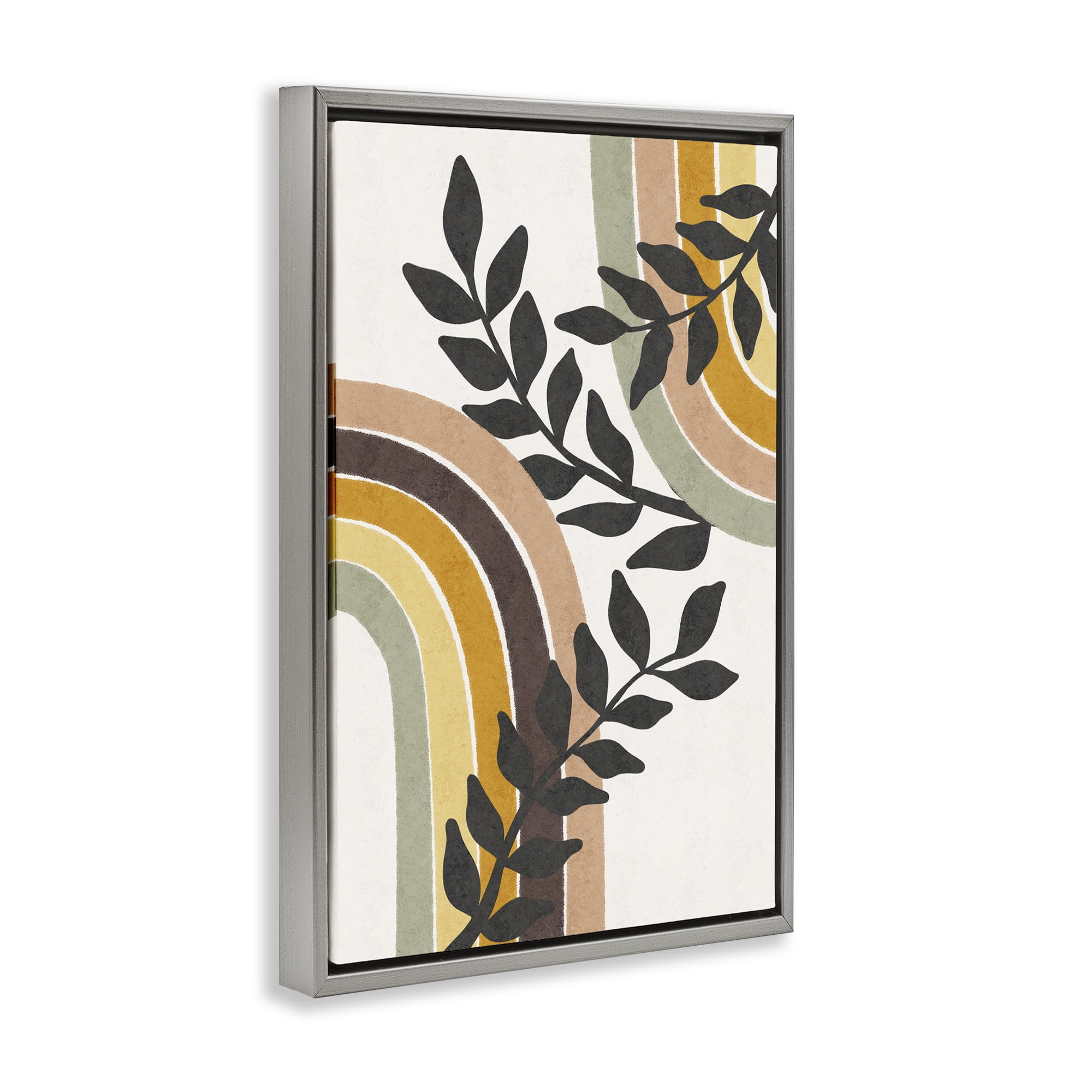 Stupell Industries Vine Swathed Rainbows Plants & Flowers Painting Gray Floater Framed Canvas Art Print Wall Art, 21 x 31