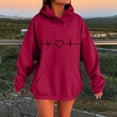 thumbnail image 2 of Makaor Womens Hoodies Pullover Tunic Sweatshirt with Pockets Fleece Long Sleeve Tops Graphic Oversized Clothes, 2 of 4