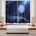 thumbnail image 2 of Ambesonne Moon Kitchen Curtains, Full Moon Falling Stars, 55"x45", Indigo Blue White, 2 of 3
