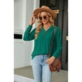 thumbnail image 6 of Anbech Vneck Women Solid Color Shirt Buttons Long Sleeve Blouse Casual Fashion Tops, 6 of 8