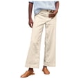 thumbnail image 1 of Women's Linen Pants - High Waisted Flare Wide Leg Capri Work Pants with Pockets, 1 of 6