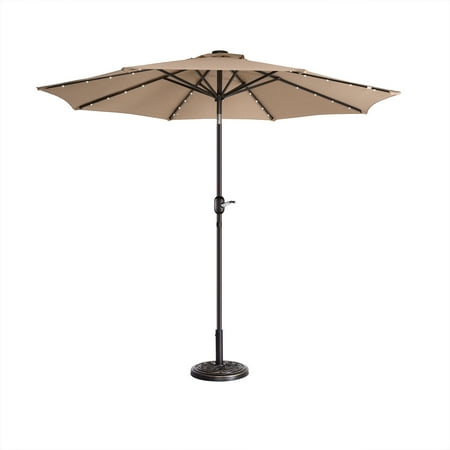 Villacera 9 Led Lighted Outdoor Patio Umbrella With 8 Steel Ribs