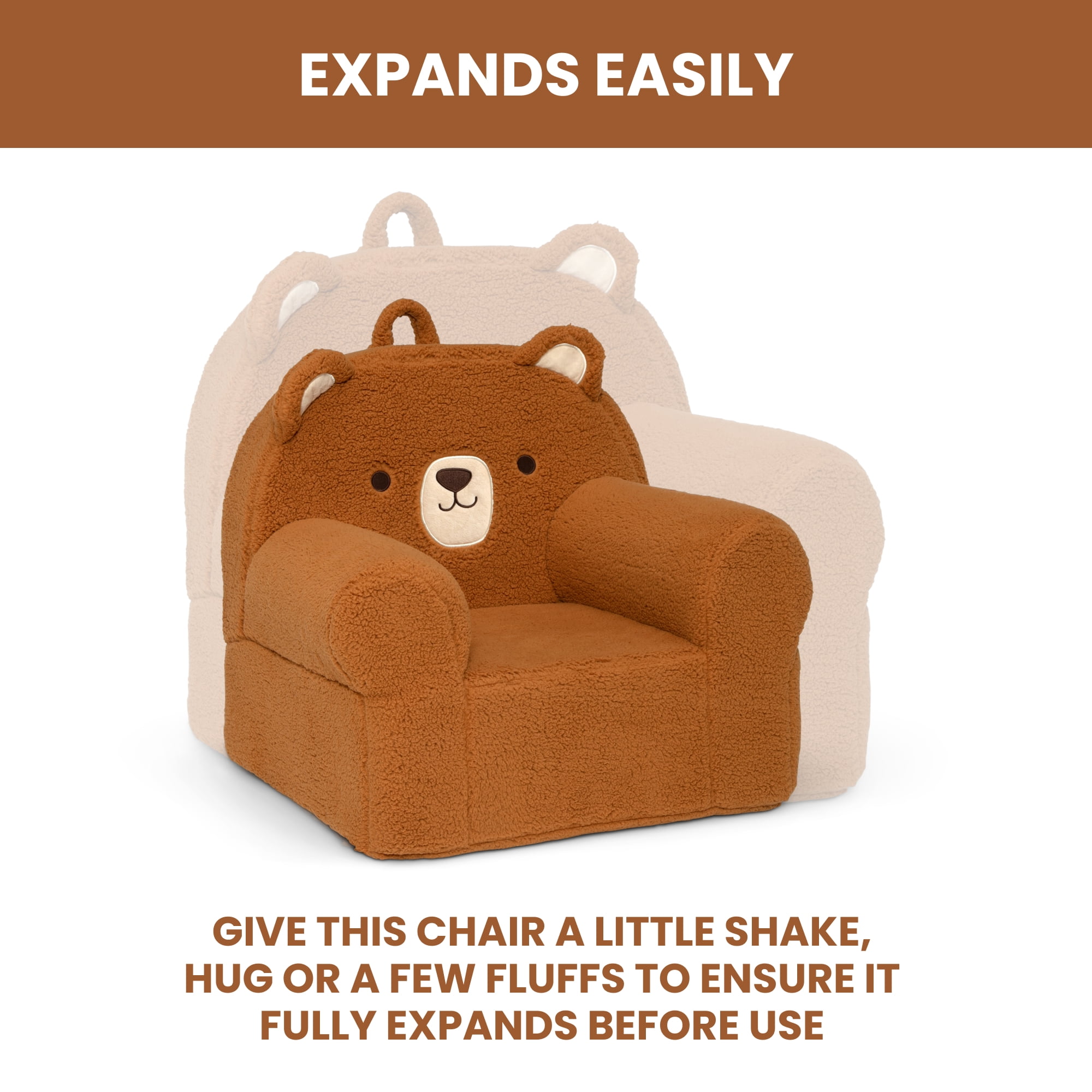 Delta Children Deluxe Teddy Bear Cozee Chair for Kids, Brown