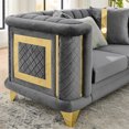thumbnail image 3 of 2-Piece Velvet Sofa Set with Gold Trim & Embroidery, Mid-Century Modern Victorian Living Room Furniture, 89" 3-Seater & 69" Loveseat with Plush Tufted Cushions, Gray, 3 of 9