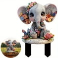 thumbnail image 1 of Elefante plano en 2D de acrílico para jardín, insertable y desmontable, decoración de jardín, decoración de jardinería, diseño de escena., 1 of 8