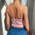 thumbnail image 5 of Timegard Tank Top for Women Deep V Neck Spaghetti Strap Camis Sleeveless Ruched Slim Comfy Satin Tee, 5 of 9