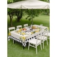 thumbnail image 5 of 60x84 Inch Outdoor Tablecloth with Umbrella Hole Zipper Rectangle Summer Lemon Rectangular Tablecloths Outside Waterproof Farmhouse Black Check Plaid Vintage Patio Table Cloth Cover for Picnic Party, 5 of 8