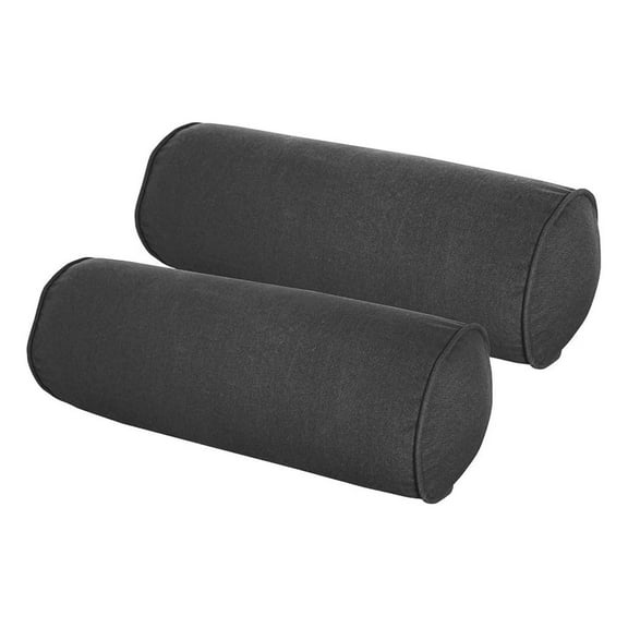 Drevy Outdoor Bolster Pillows, 16" x 6" Set of 2 Indoor Round Lumbar Throw Pillow for Patio Furniture - Modern Grey