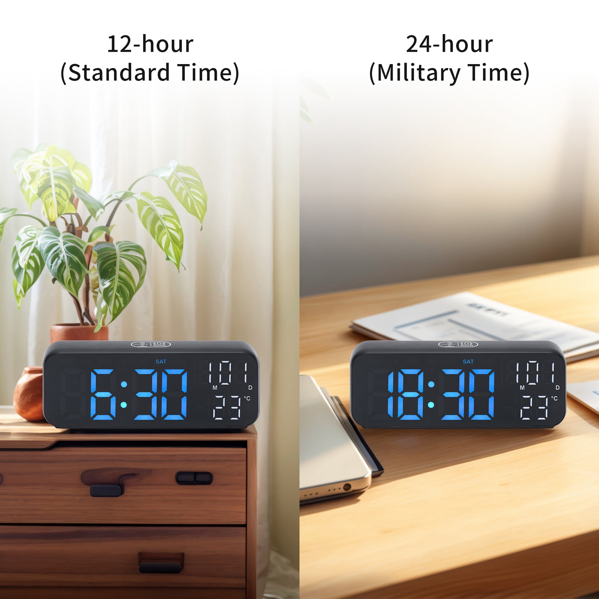 Unique Bargains Small Dual Alarm Clock for Bedrooma Black Green