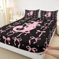 thumbnail image 4 of Manfei Girls Kawaii Bow Personalized Initial J Full Size Sheets 4-Piece,Vintage Polka Dots Bed Sheets for Kids Teens,Microfiber Bedroom Decor, 4 of 5