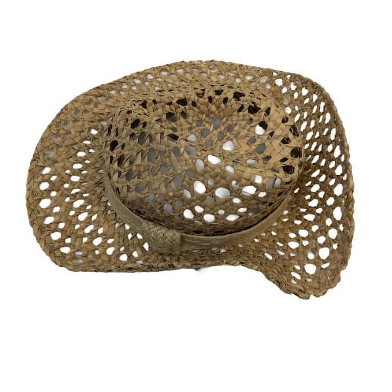 Filippo Catarzi Woven Wide Brim Natural Straw Fedora Floppy 