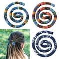 thumbnail image 3 of CSChome Ponytail Spiral Hair Rope Ethnic Style Retro Print Dreadlocks Hair Tie Handmade Flexible Iron Wire Embedded Bendable Ponytail Holder Hair Accessories, 3 of 7