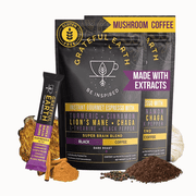 Grateful Earth Mushroom Coffee, Instant Espresso Dark Roast with Lions Mane & Chaga, 40 Packets