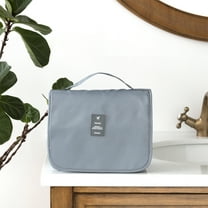 Water-resistant Toiletry Bag with Hanging Hook, Portable Travel Makeup Pouch, Cosmetic Organizer for Women and Men, Gray
