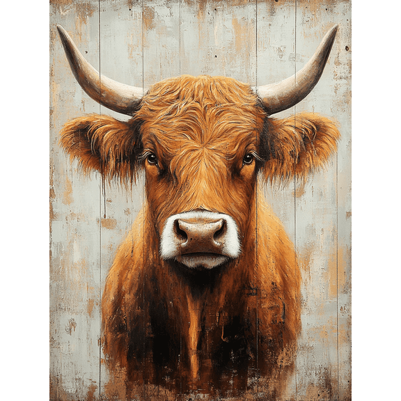Qisvanset 12x16 Inch Framed Canvas Wall Art Neutral Highland Cattle Modern Country Farmhouse Home Wall Art