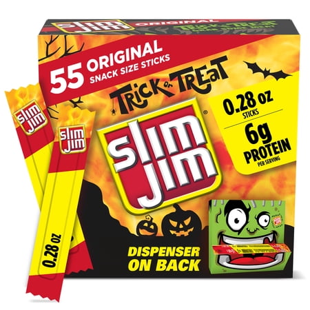 Slim Jim Smoked Meat Sticks, Original Flavor, 6g Protein Per Serving, 0.28 oz. (55-Count)