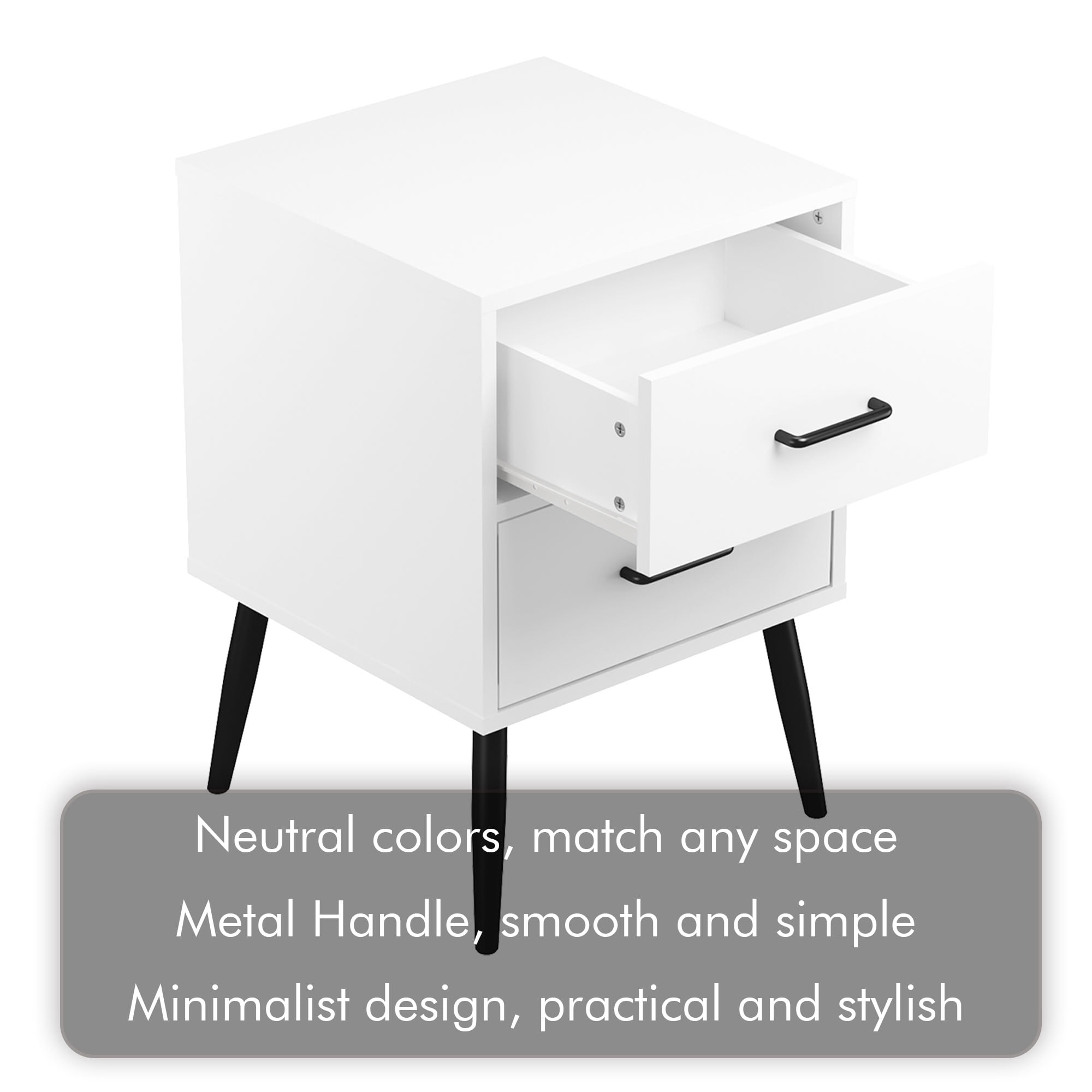 MAYEERTY 2 Drawer Nightstand, Minimalist Storage Side Table for Bedroom Living Room Apartment Dorm Small Spaces