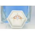 thumbnail image 2 of Rose Gold Plated Silver Dainty Natural Moonstone Ring, 2Ct Pear Cut Moonstone Ring, Rose Gold Ring Unique Curved Marquise Cut Ring, Size 5, 2 of 5