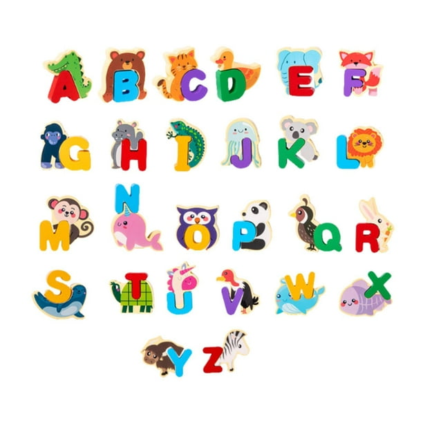 Rompecabezas de madera con letras del alfabeto, juguete educativo para aprender el alfabeto, tablero grueso para preescolar, regalo para niños y niñas