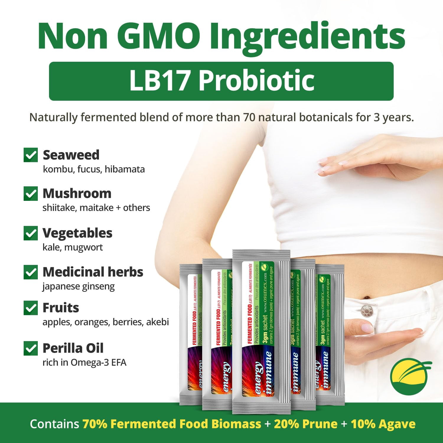 LB17 Fermented Food Biomass Probiotics for Women, Men, & Kids 3g - 30 Sachet/Box Probiotic Packets, Probiotics for Digestive Health, Adult Probiotic Digestive Nutritional Supplements, Kids Gut Health