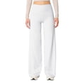thumbnail image 2 of Wide Leg Yoga Pants for Women High Waisted Comfy Lounge Stretchy Work Pants Soft Baggy Straight Leg Lounge Sweatpants White S, 2 of 5