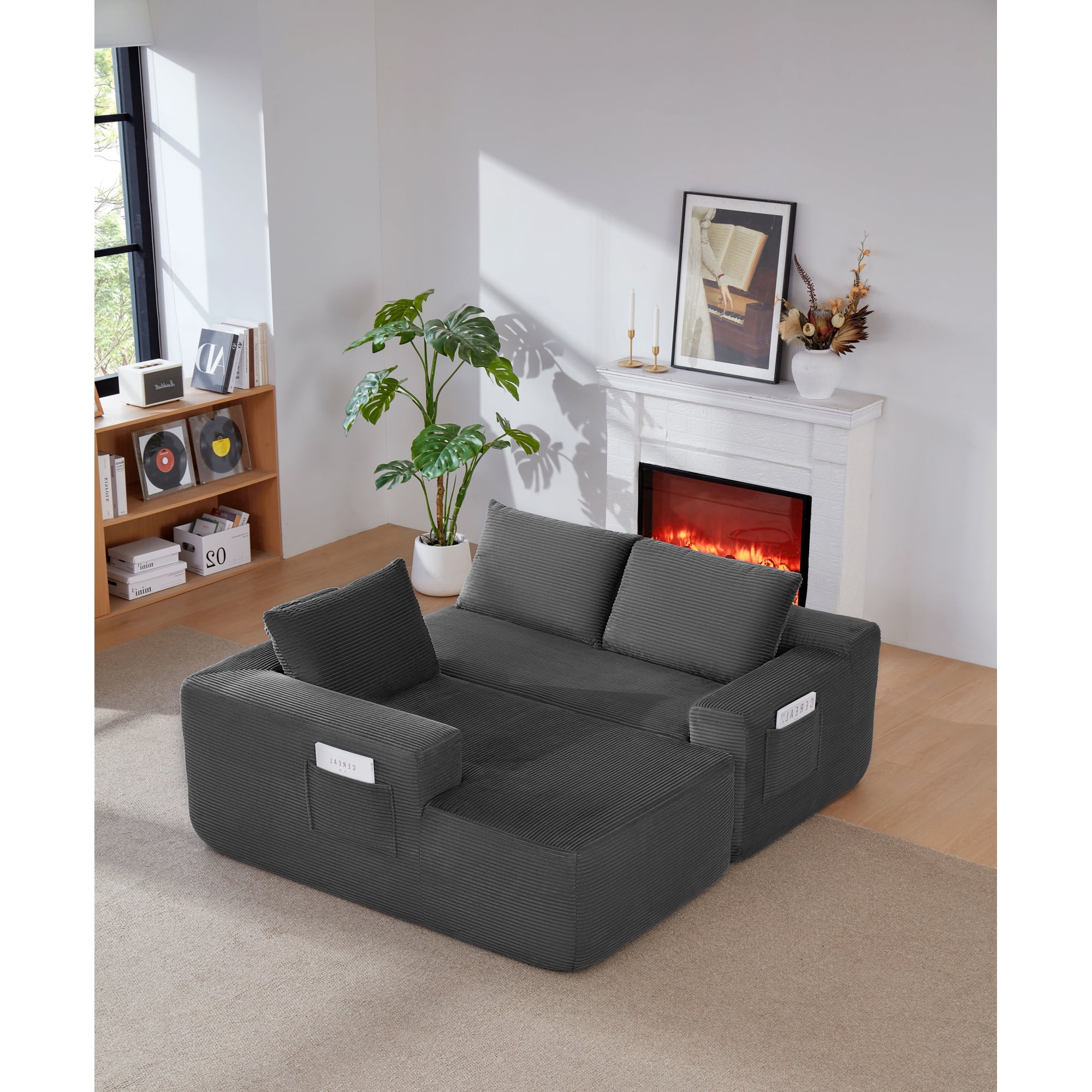 Leumius Cloud Sectional Couch with L-Shape Chaise,Modern Upholstered Boneless Couch with Deep Seat for Living Room Bedroom, No Assembly Required,Gray(Left Facing Chaise)
