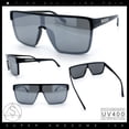 thumbnail image 2 of Shield Sunglasses for Men UV400 Mirrored Lens Oversized One-Piece Frame Futuristic Wraparound Style Black Frame - Silver Lens, 2 of 7
