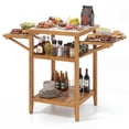 thumbnail image 1 of Gymax Outside Kitchen Island & BBQ Prep Table w/Faux Marble Top Drop-Leaf Side Panels, 1 of 10