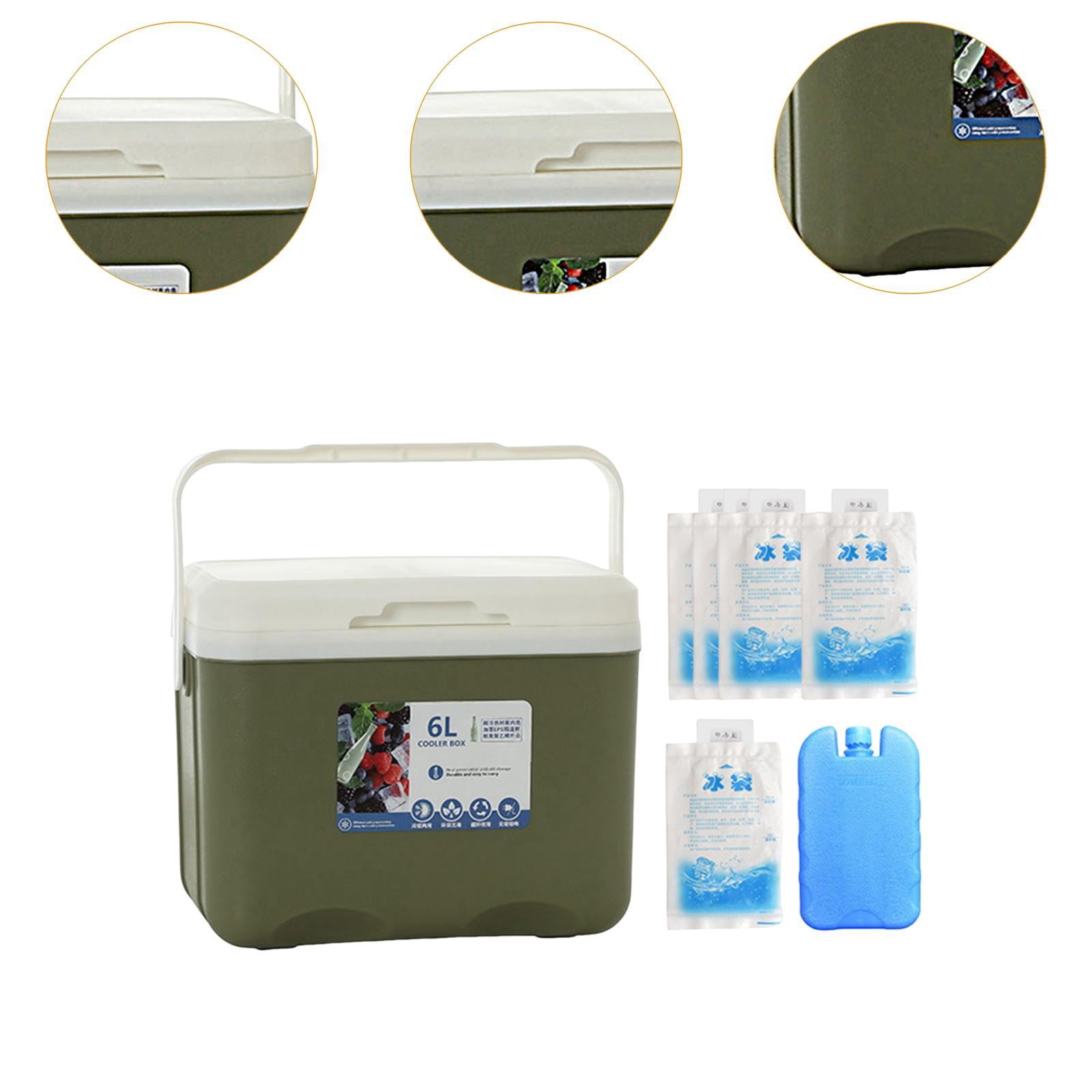 QccHieUs Camp Cooler, Ice Chest Box, Portable for Freeze/Hot Food with Ice Pack Cold Case Green