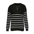 thumbnail image 4 of cfhntfmh Women's Quarter Zip Striped Oversized Sweater Mock Turtleneck Fall Winter Fashion Outfit Knit Pullover Tops（Black,X-Large), 4 of 5