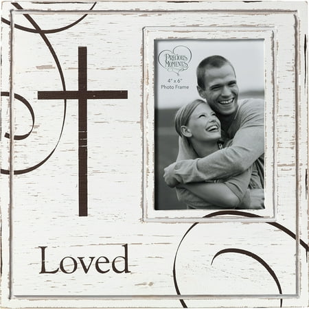 Precious Moments Loved With Cross Rustic Farmhouse Distressed 4x6 Wood And Metal Photo Frame (Best House Md Moments)