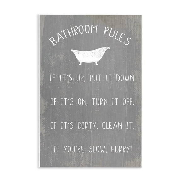 Stupell Industries Cottage Bathroom Rules Rustic Grey Wall Plaque Art, 10 x 15, by Lil' Rue