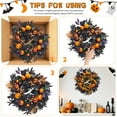 thumbnail image 3 of Eucalyptus Wreaths, Halloween Wreath for Front Door, 20 Inch Light Up Pumpkin Wreaths with 20 LED Lights Ball Ornaments Berries, Prelit Halloween Decorations Home Party Prom Decoration, 3 of 7