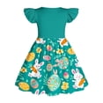 thumbnail image 5 of ATOGUTA Kids Dress Ruffle Sleeve Easter Dresses Girl Long Midi Springs Dress Kids Smocked Flare Summer Dress Size 3T-14. Green, 5 of 6