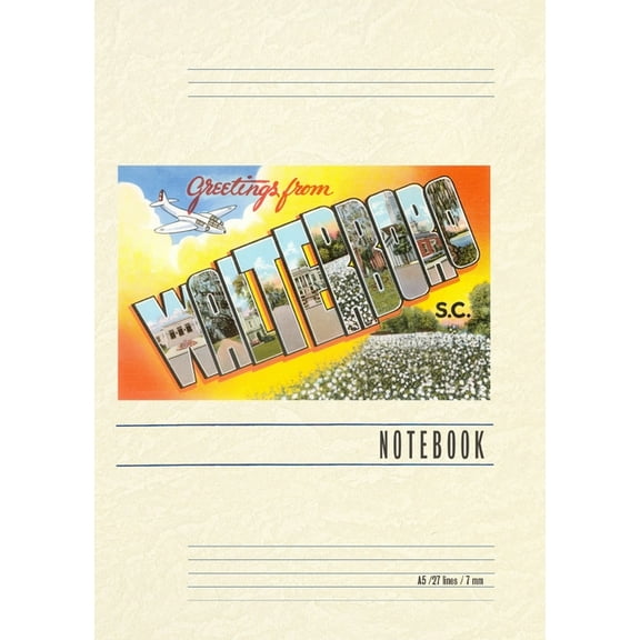 Vintage Lined Notebook Greetings from Waterboro, (Paperback)