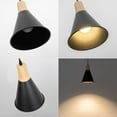 thumbnail image 3 of KAYYELAMP Corded Pendant Light 19.6 Feet Dimmable Switch Plug in Cord Wood Base Black Cone Shade E26 Base Vintage Design Metal Hanging Lamp for Kitchen Bar Bedroom(No Bulb), 3 of 6