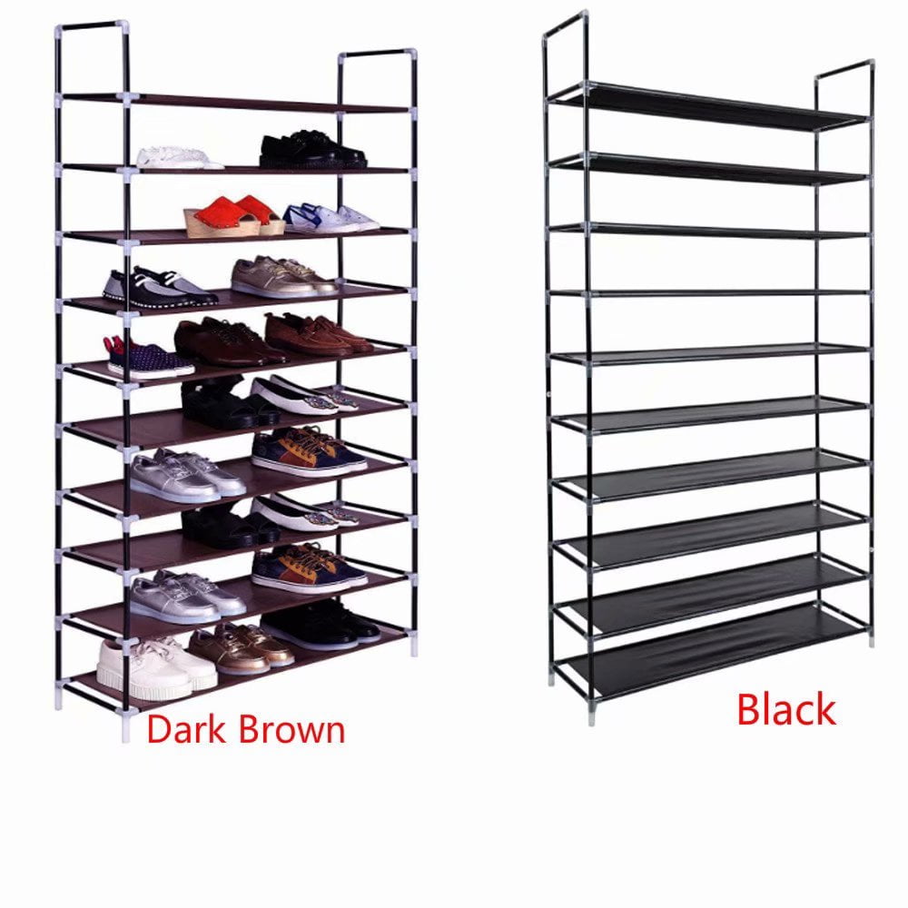 10 Tier Shoe Rack Nonwoven Fabric Metal Shoe Tower Shelf