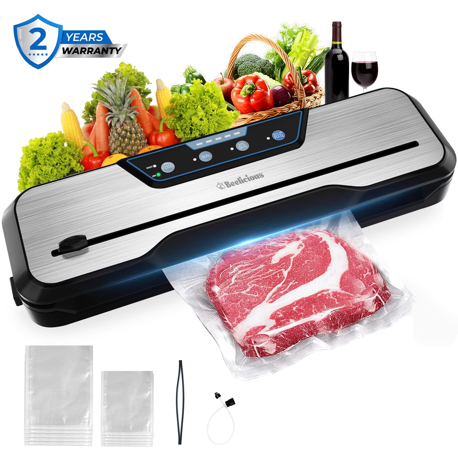 Vacuum Sealer Machine, Aeitto 8-in-1 Air Sealing Food Vacuum Sealer with Starter Kit& 2-Year Warranty, Vacuum Sealing for Food Storage, Build-in Cutter,EXT-VAC