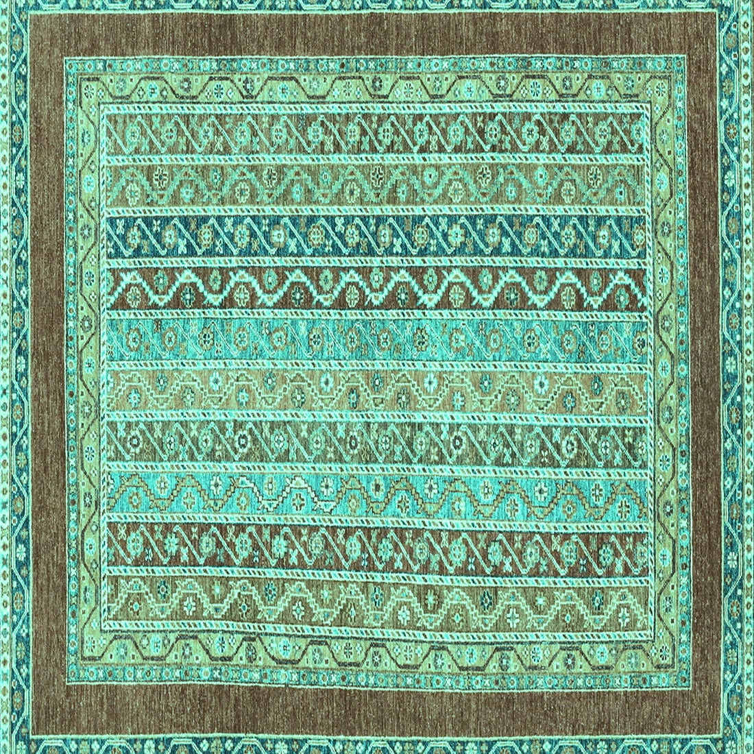 Ahgly Company Indoor Square Oriental Turquoise Blue Modern Area Rugs, 6 ...
