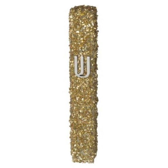 Art Judaica 23807 20 cm Golden Glass Mezuzah with Stones