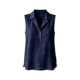 thumbnail image 4 of ClodeEU Women's Collared Sleeveless Henley Blouse, Casual V Neck Button Down Tank Top Navy,Women's Plus S, 4 of 8