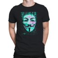 thumbnail image 2 of Hacktivist Anonymous Glitch Art Black Men's T-shirt, 2 of 3
