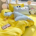 thumbnail image 2 of Solid Grey Duvet Cover Set Soft Blue Grid Flat Sheet Quilt Cover Pillowcase Bed Linen Twin Queen Full Size Simple Bedding Set, 2 of 6