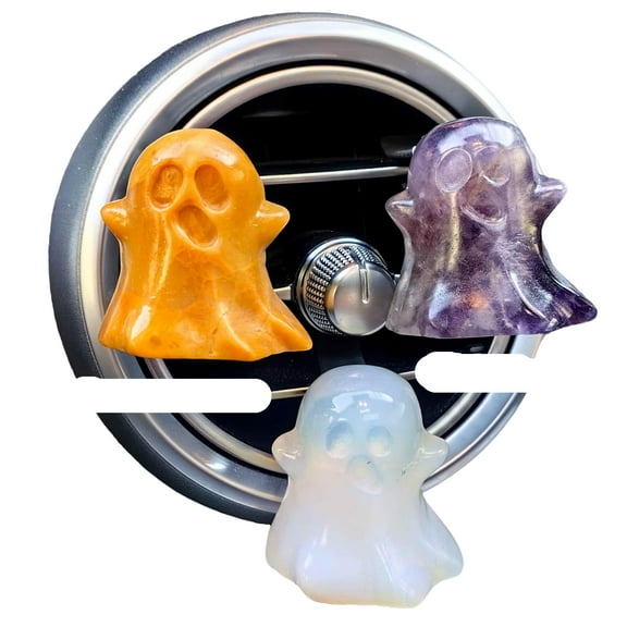 Car crystal car vent clip Crystal Ghost Decor Figurine natural carved crystal car interior decor, Charm car accessories, gifts women