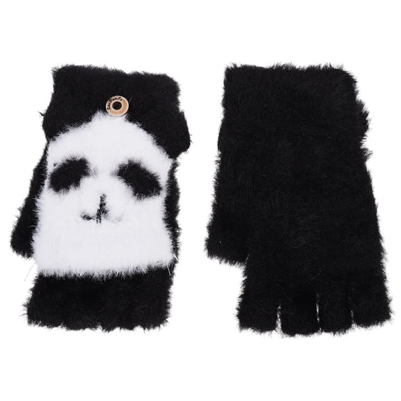 REOFLYUP 1 Pair Winter present Gloves For Kids Black Plush Flip-top Design