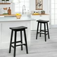 thumbnail image 7 of PayLessHere Bar Stools Set of 2 for Kitchen Counter Solid Wooden Saddle Stools 30-Inch Height Home Furniture Barstool, Black, 7 of 7