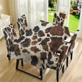 thumbnail image 2 of Xoenoiee Vintage Brown Cow Print 5 Pcs Table Cloth with Chair Covers Set Easy-Clean Elastic Rectangle Tablecloth with Seat Slipcover Set of 4 for Home Restaurant Hotel Decor, 2 of 6