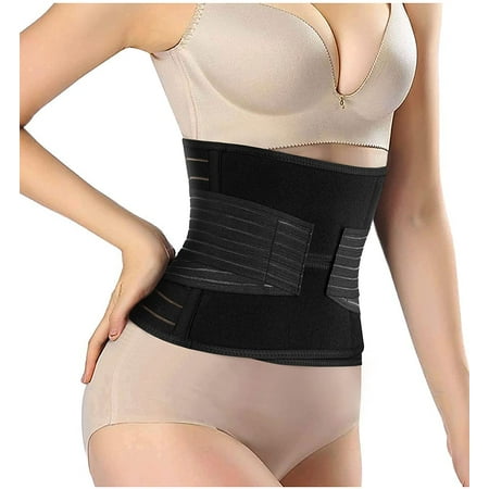 

Eleady 2 in 1 Postpartum Belly Band Wrap Postnatal Recovery Tummy Tuck Girdle Waist Trainer Belt(Black X-Large)