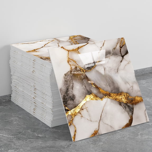 30x30cm marble-look luxury style tiles, suitable for kitchen walls; self-adhesive waterproof wallpaper [5-pack]